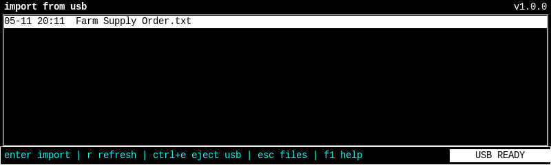 DigiType USB and backup screen